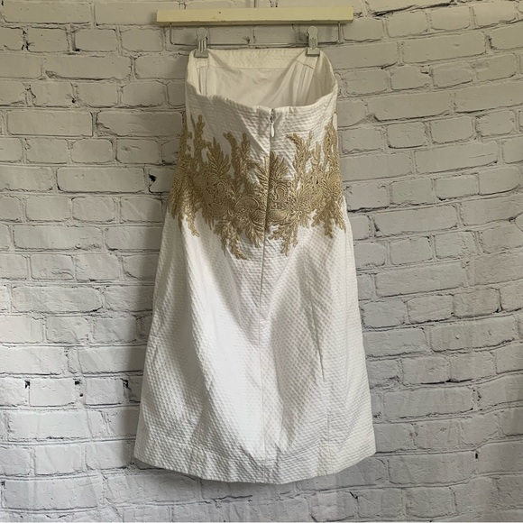 Lilly Pulitzer Kade Strapless White Gold Floral Dress Size 4 - Picture 11 of 11